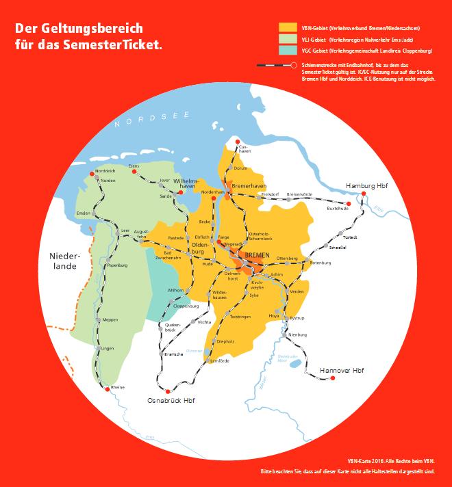 Der Geltungsbereich für das Semesterticket